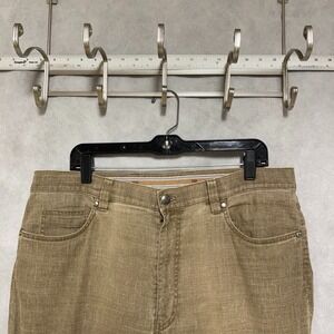 Hiltl Pants Men 38X32 Brown Beige Linen Cotton ZE 500 Ultimate Trouser Stretch‎